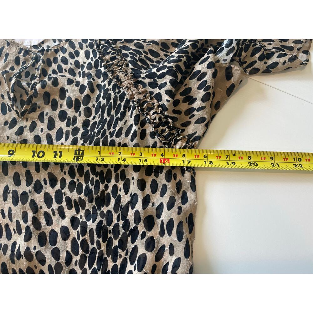 Rebecca Taylor Blouse Sz S Silk Blend Animal Print Semi-Sheer Half Sleeves - Picture 10 of 12